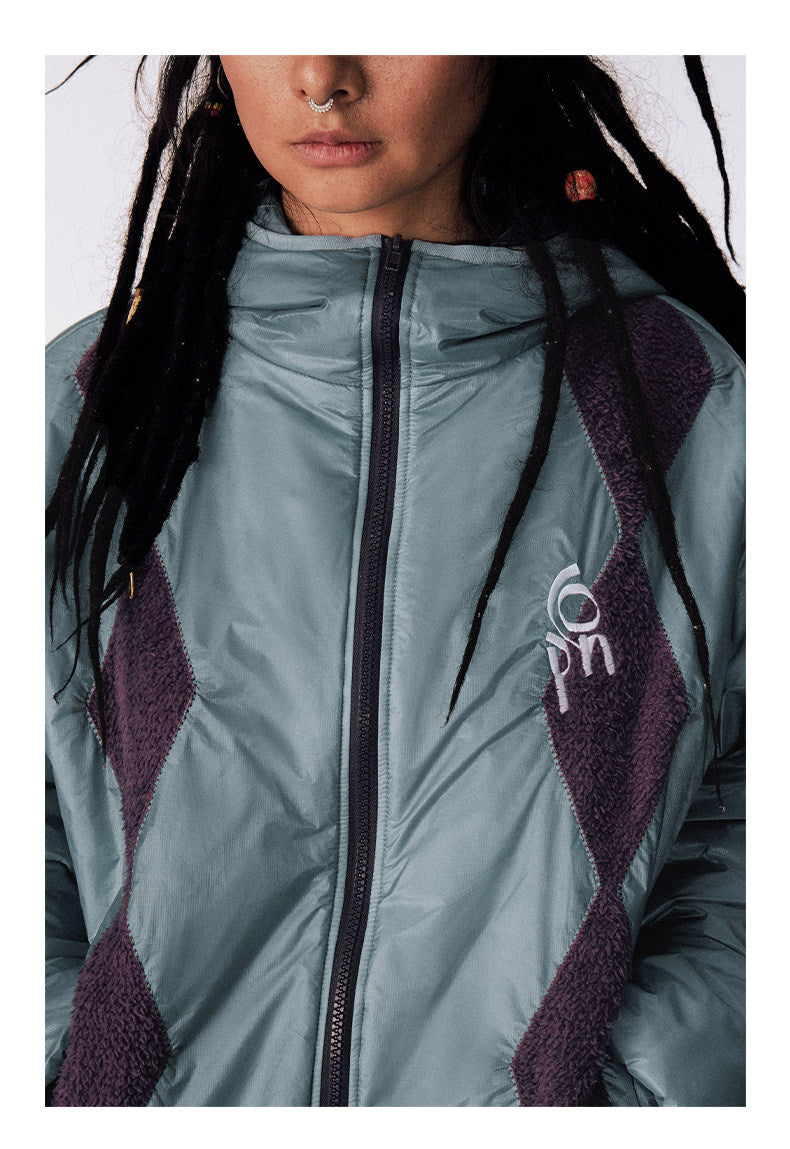 Diamond-Pattern Cotton Padded Jacket