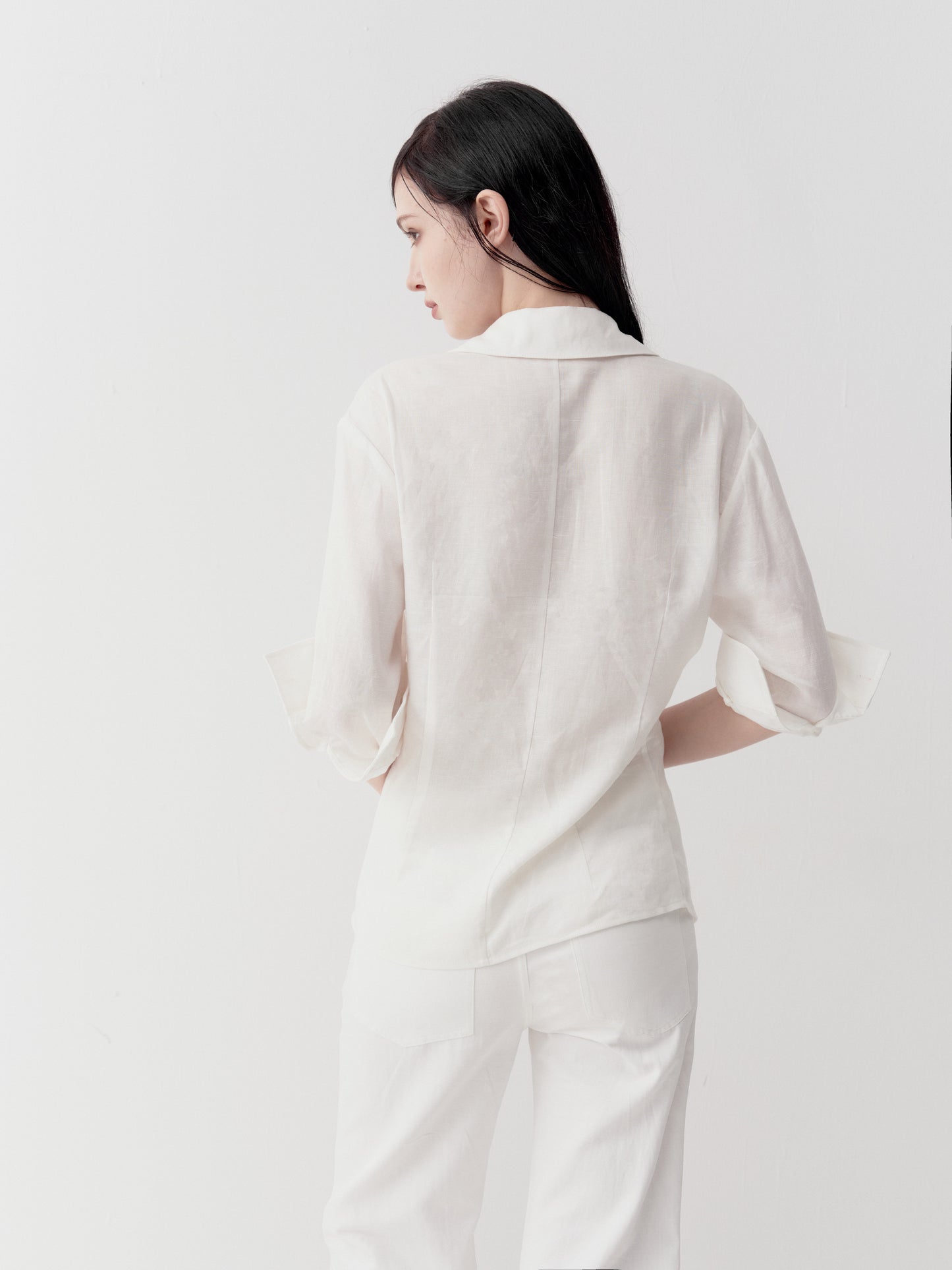 Shirt with Diagonal Placket and Slit