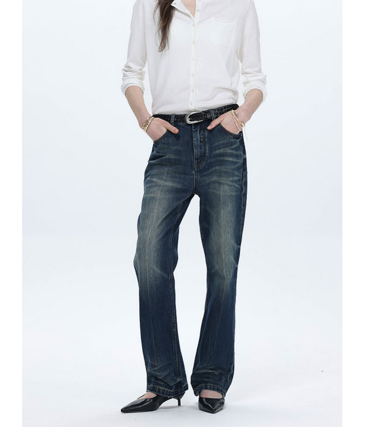 Vintage-Style Shrimp Line Jeans