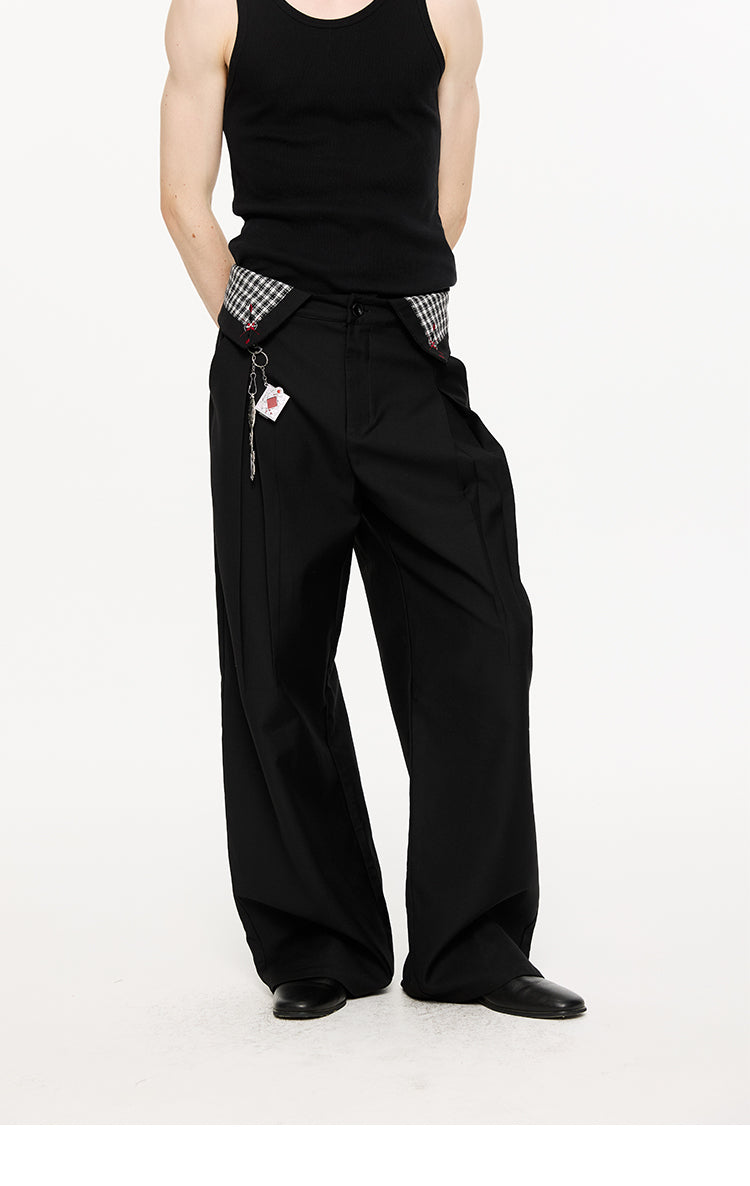Pleated Houndstooth Casual Pants