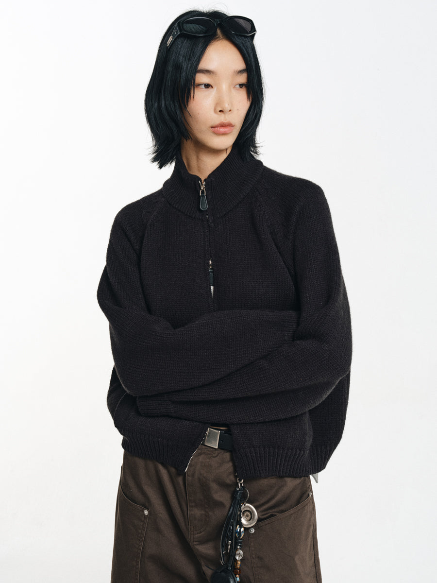 Wool Blend Stand Collar Jacket