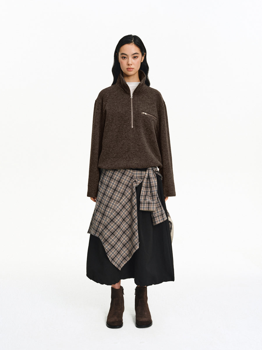 Stand Collar Zipper Shirt