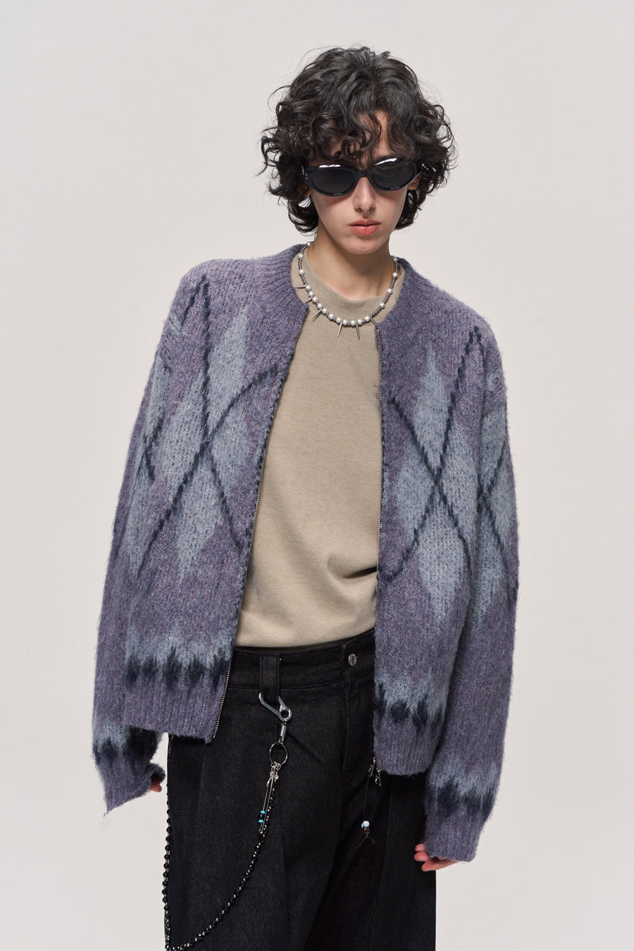 Fair Isle Wool Blend Zip Cardigan