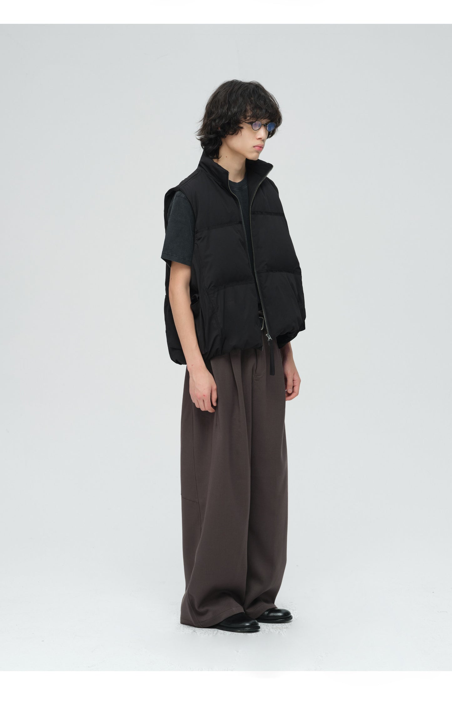 Double-Pleated Solid Casual Pants