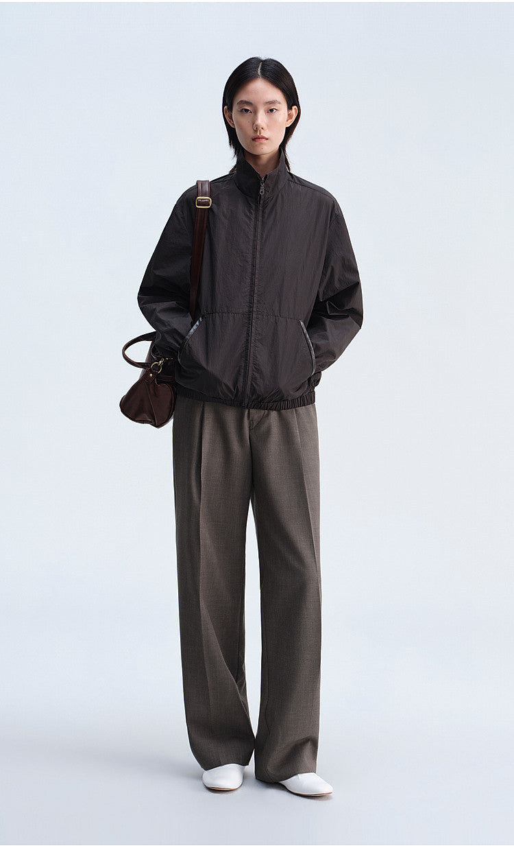 Casual Short Jacket with Stand-Up Collar
