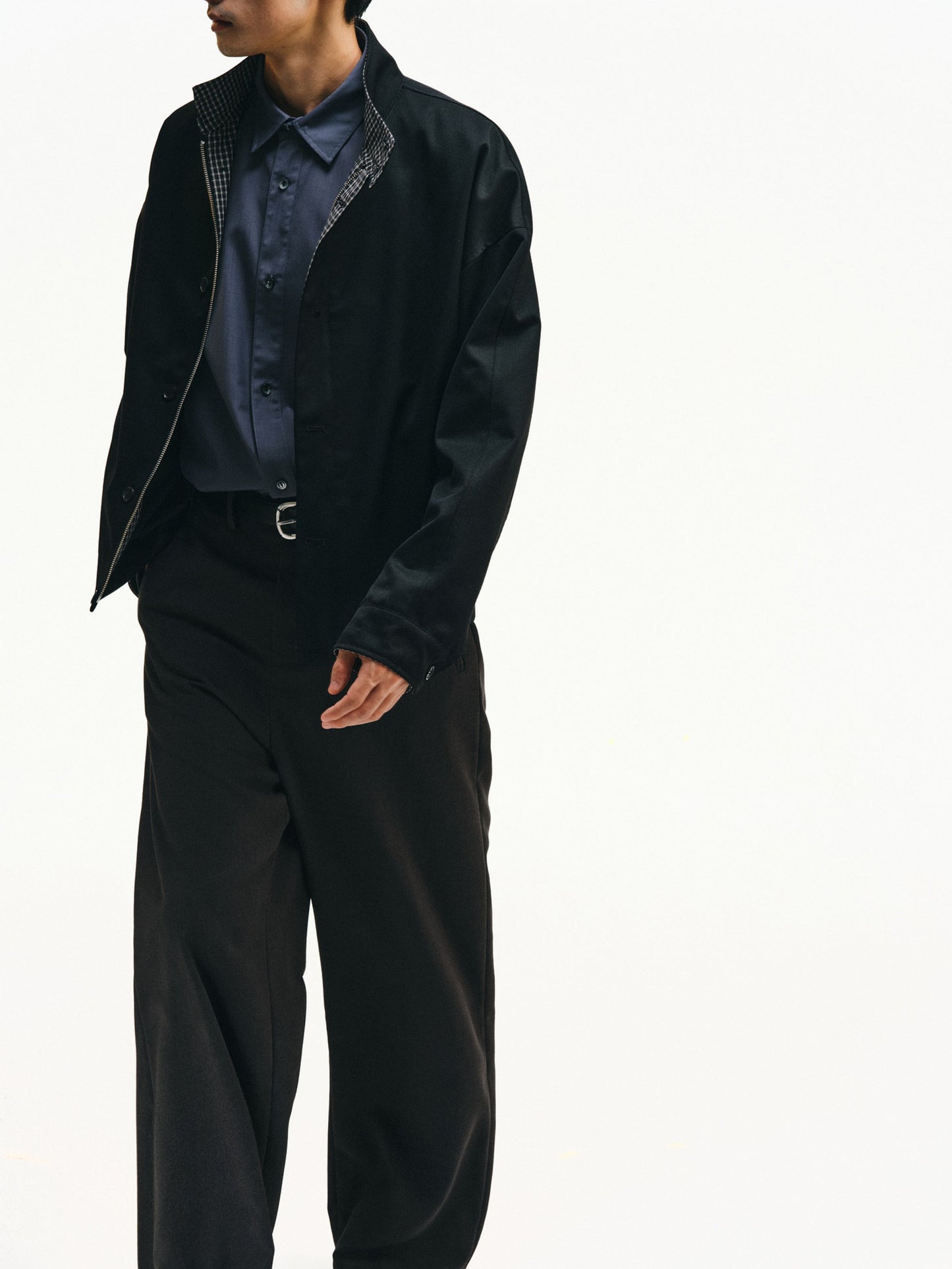 Checkered Splicing Harrington Jacket