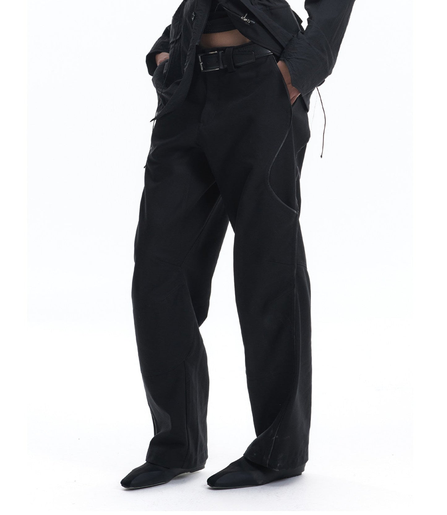 Patchwork Leather Work Pants