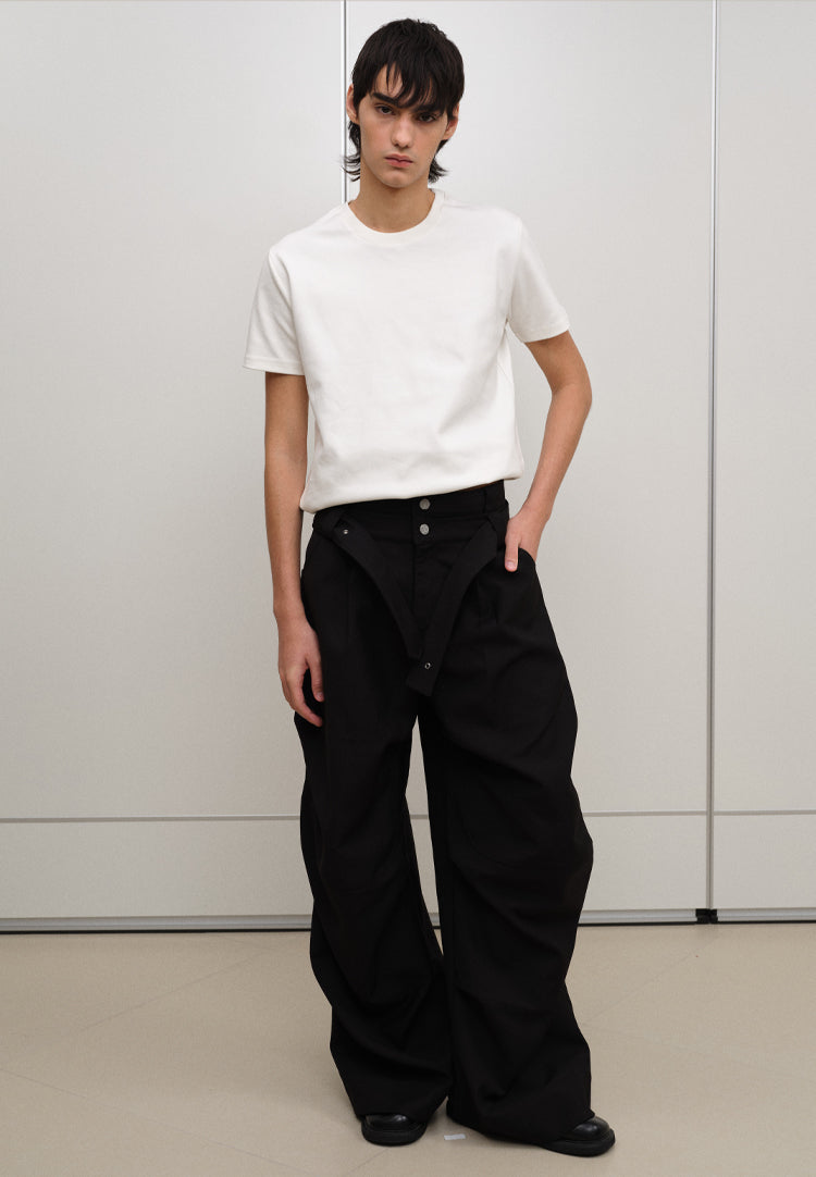 Double Waist Belt Casual Pants