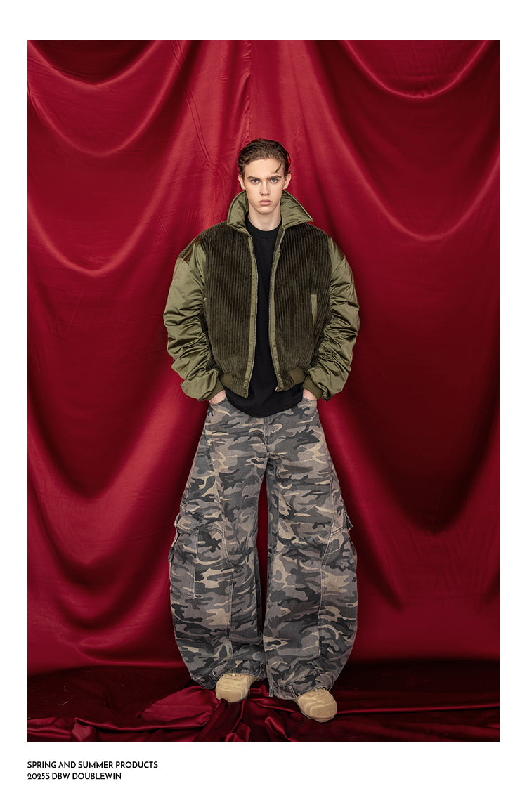 Corduroy &amp; Satin Flight Jacket