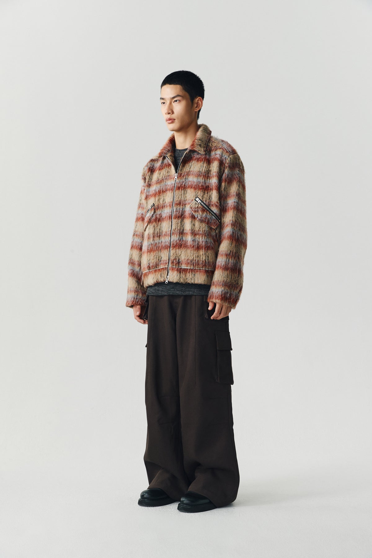 Gradient Check Wool Jacket