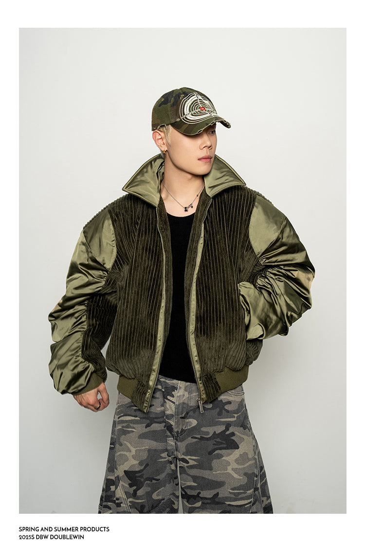 Corduroy &amp; Satin Flight Jacket