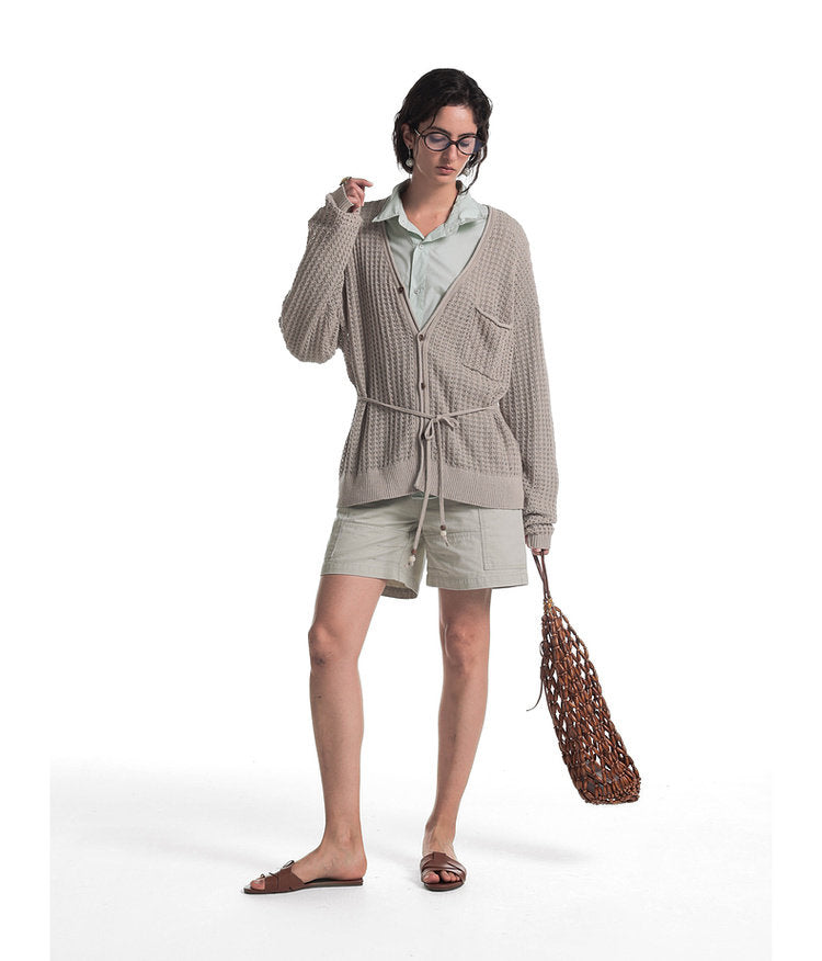 Beaded Knit V-Neck Cardigan