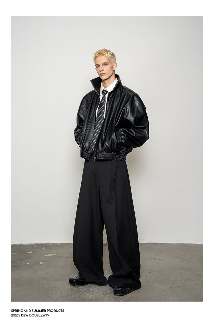 Draping Leather Jacket