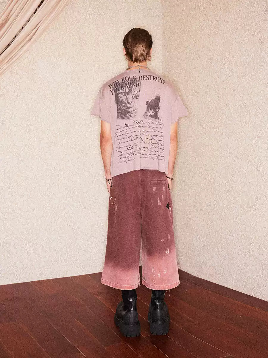 Ultra-thin wool printed T-shirt