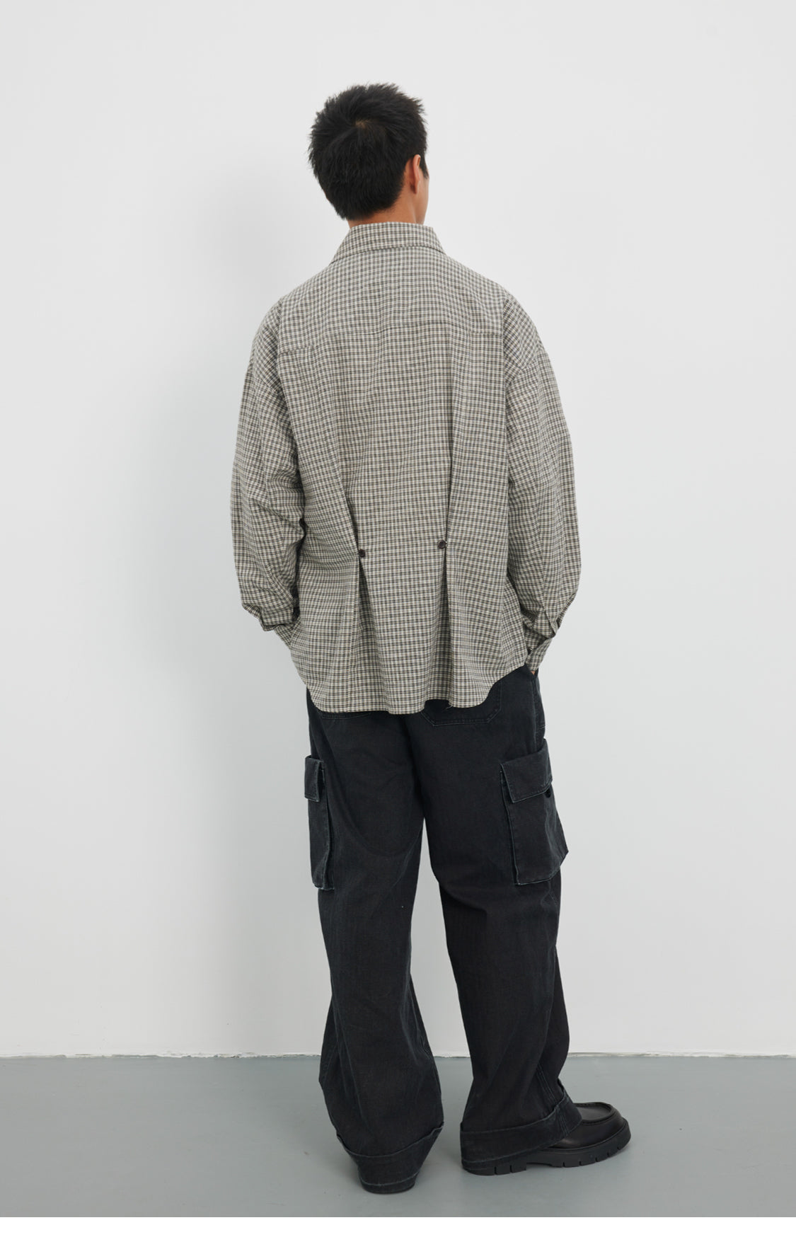 Straight Button Retro Fine Check Shirt