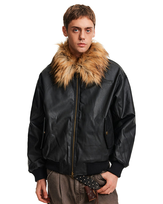 Fur Collar Leather Jacket