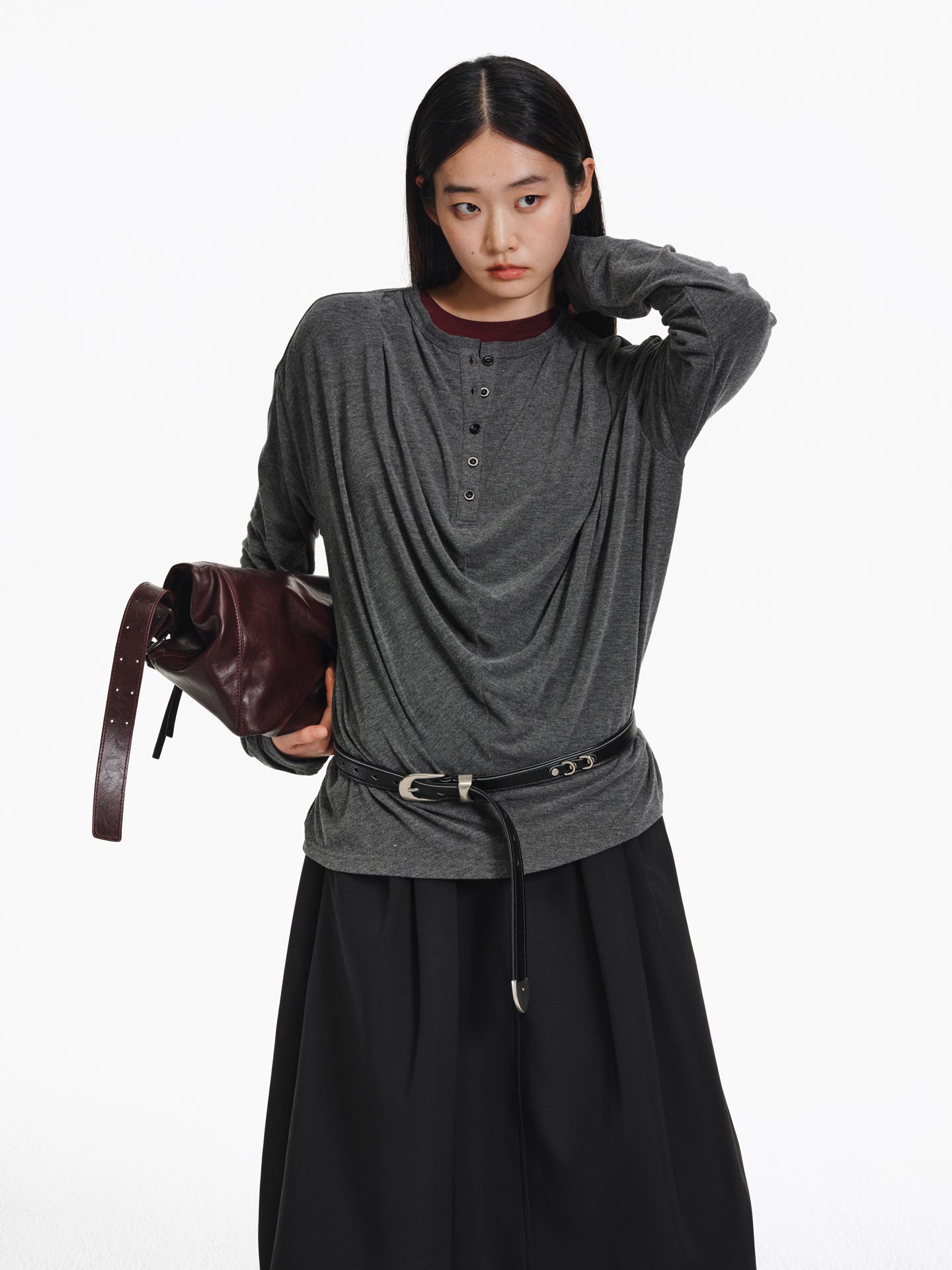 Pleated Collar T-Shirt