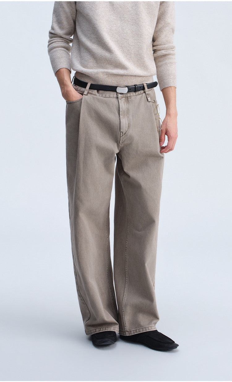Single-Tuck Denim Pants