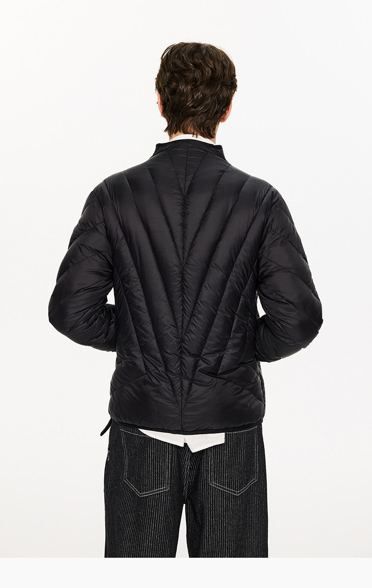 Rib-knit lightweight down jacket
