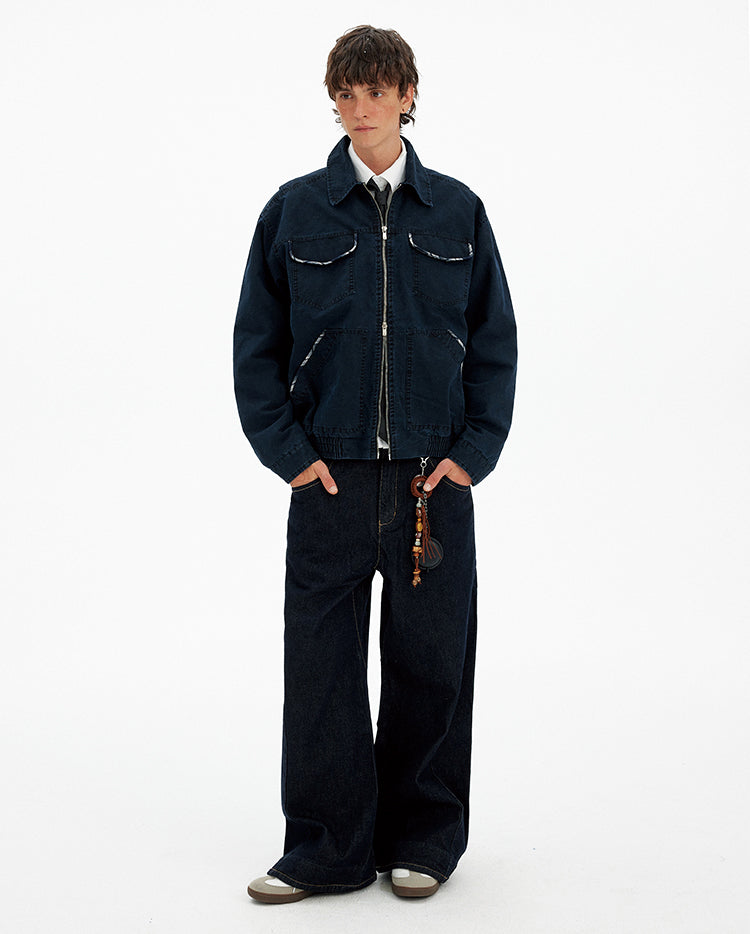 Multi-Pocket Wash-Finished Work Jacket