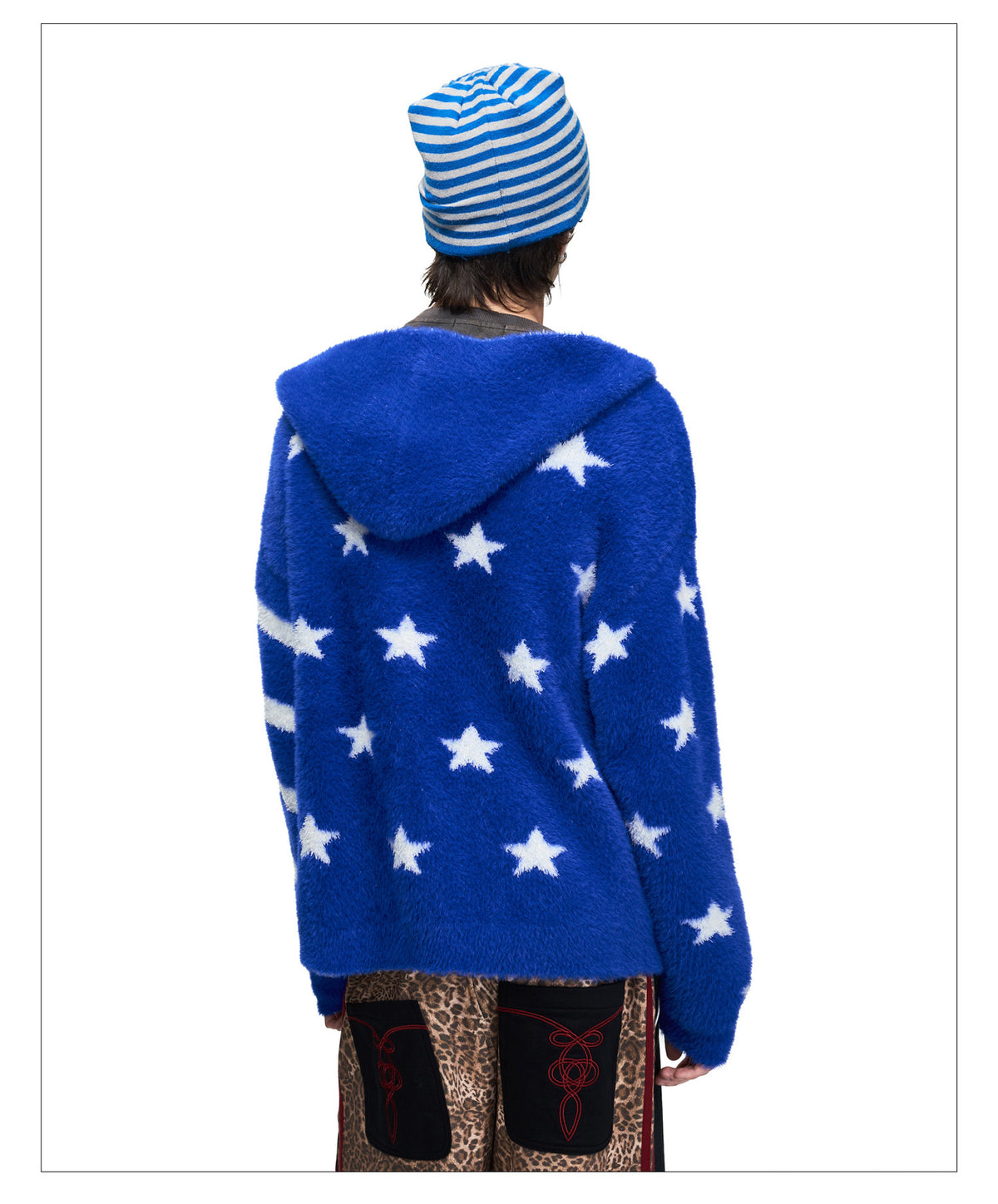 Star-Print Hooded Cardigan