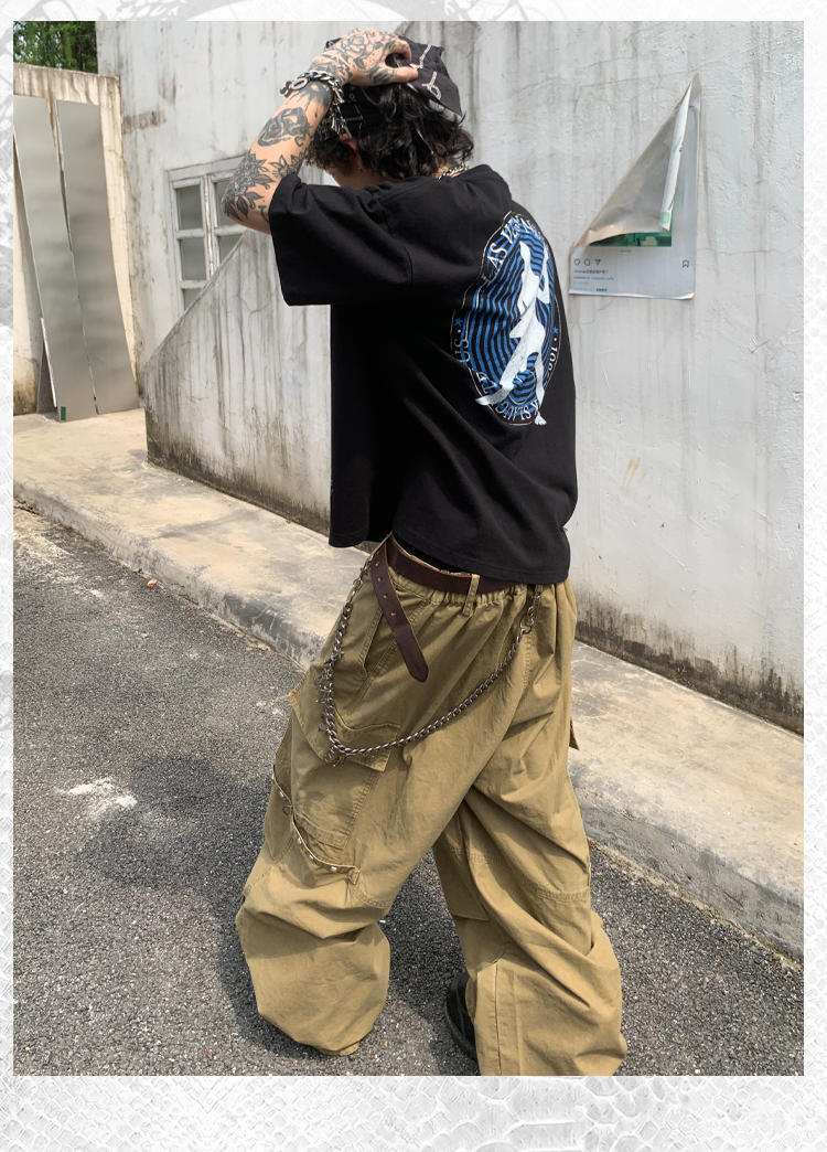 Loose Straight Casual Wide Side Pocket Cargo Pants