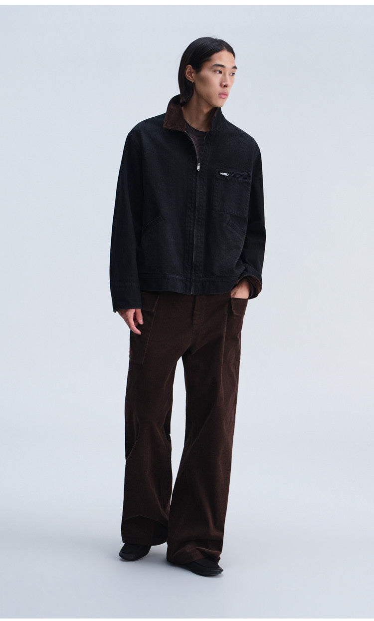 Wash-Finish Casual Pants with Flap Pockets