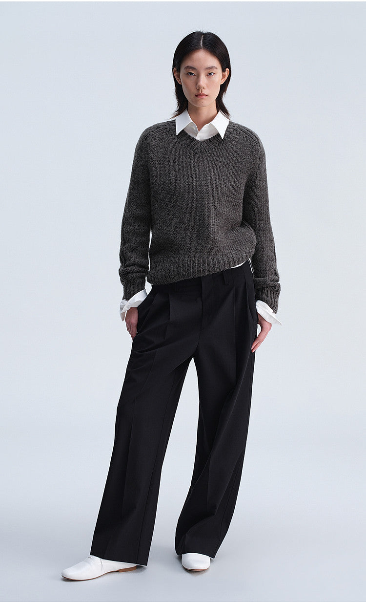 Vintage-Cut Drape Blend Casual Pants