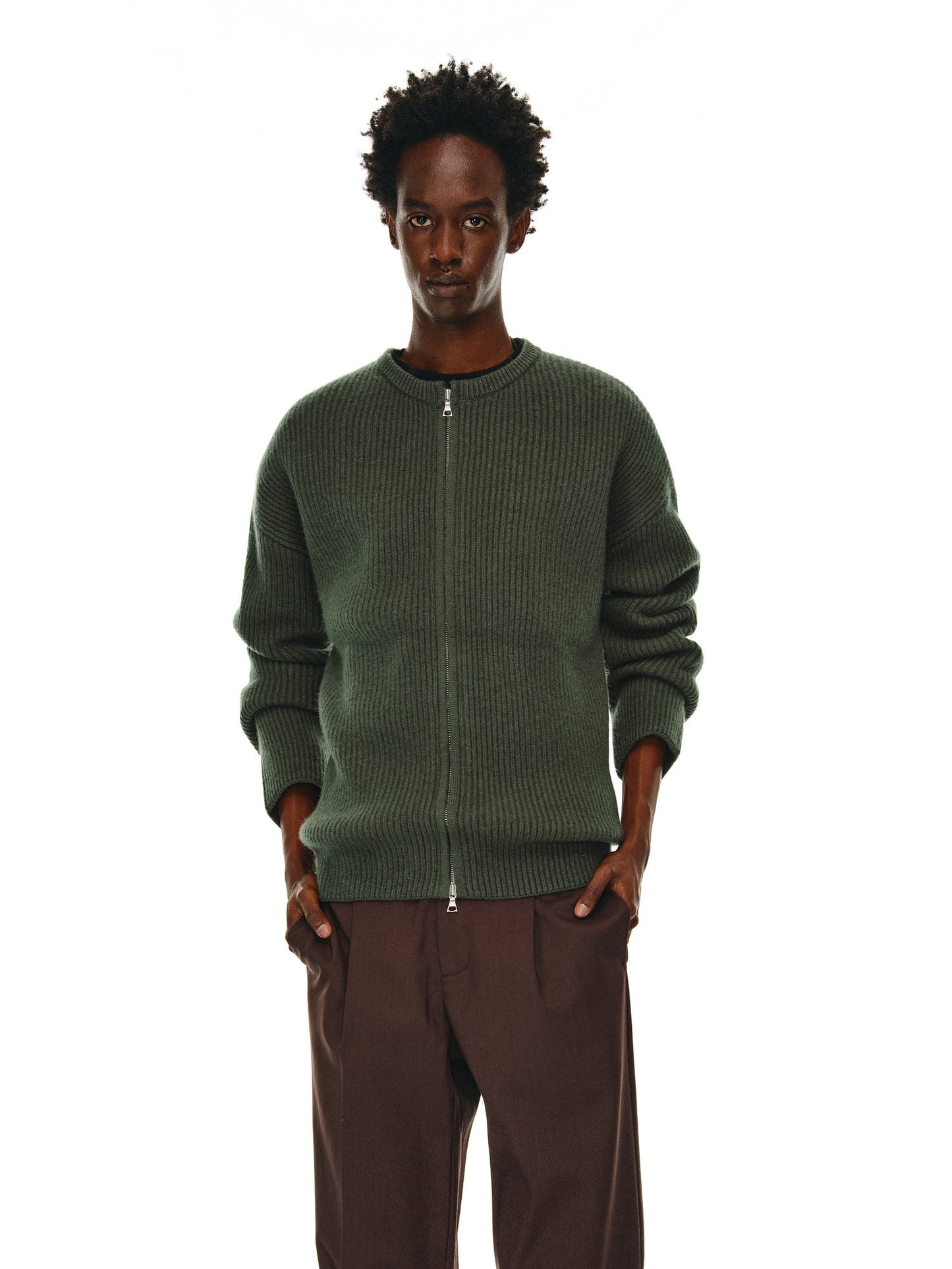 Heavyweight Rib Zipper Cardigan