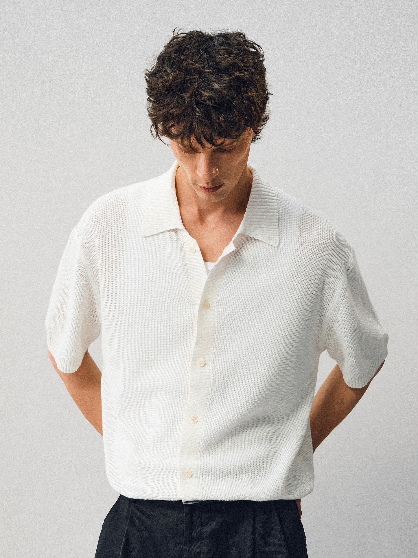 Textured Linen-Cotton Blend Shirt
