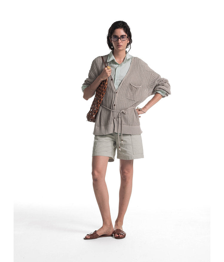 Beaded Knit V-Neck Cardigan