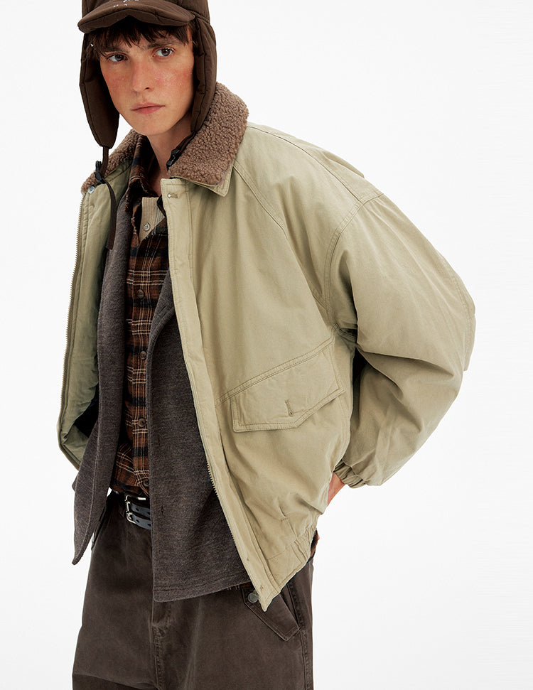 Detachable Lambswool Collar Jacket