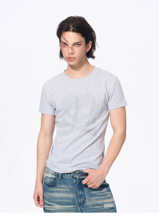 Visual Line Stone Skull Print T-Shirt