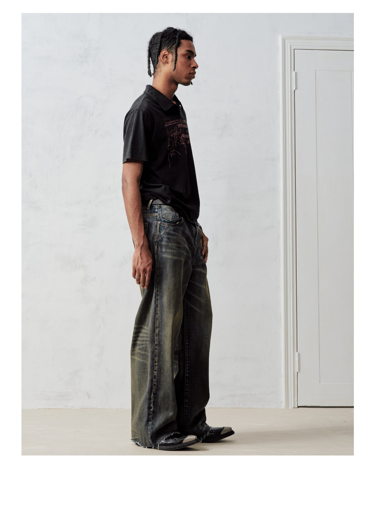 Deconstructed Wide-Leg Jeans