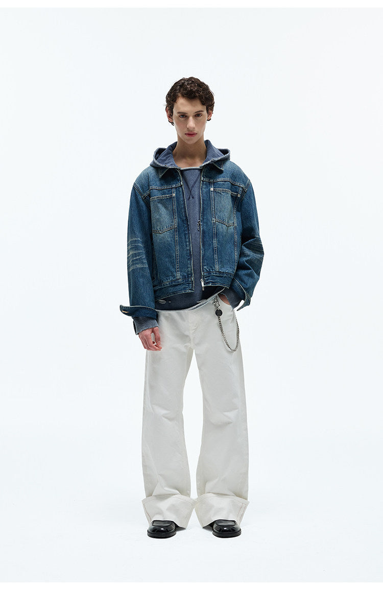 Zip-Up Short Denim Jacket