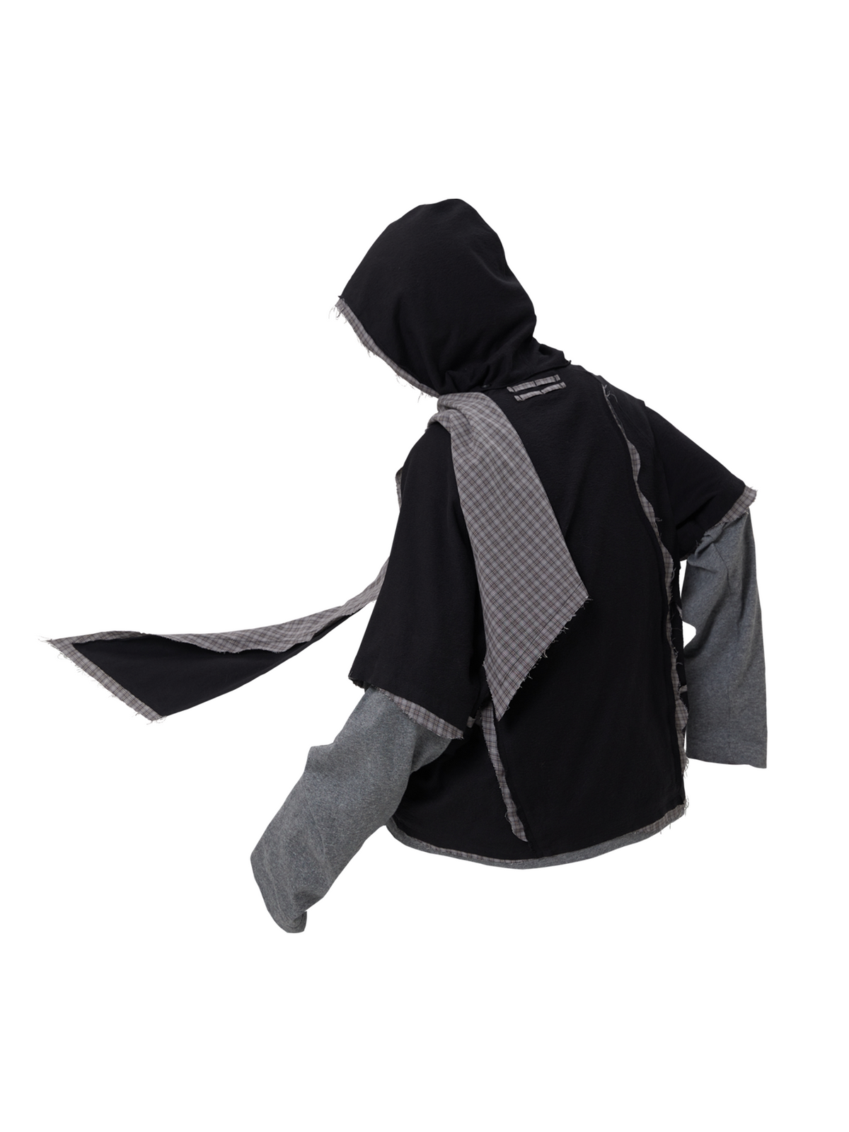 Removable Patchwork Hooded Faux Two-Piece T-Shirt