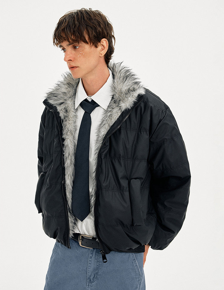 Retro Style Fur Collar Down Jacket