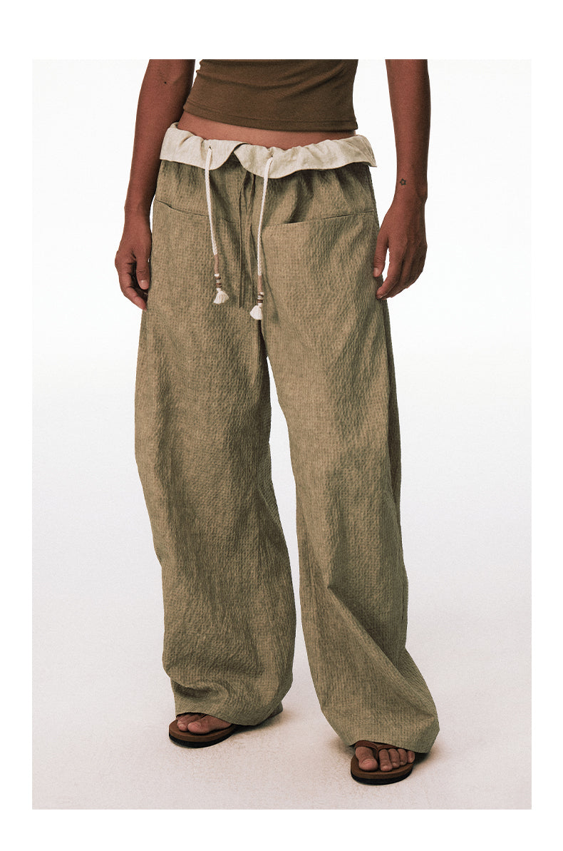 Bubble Check Textured Casual Pants