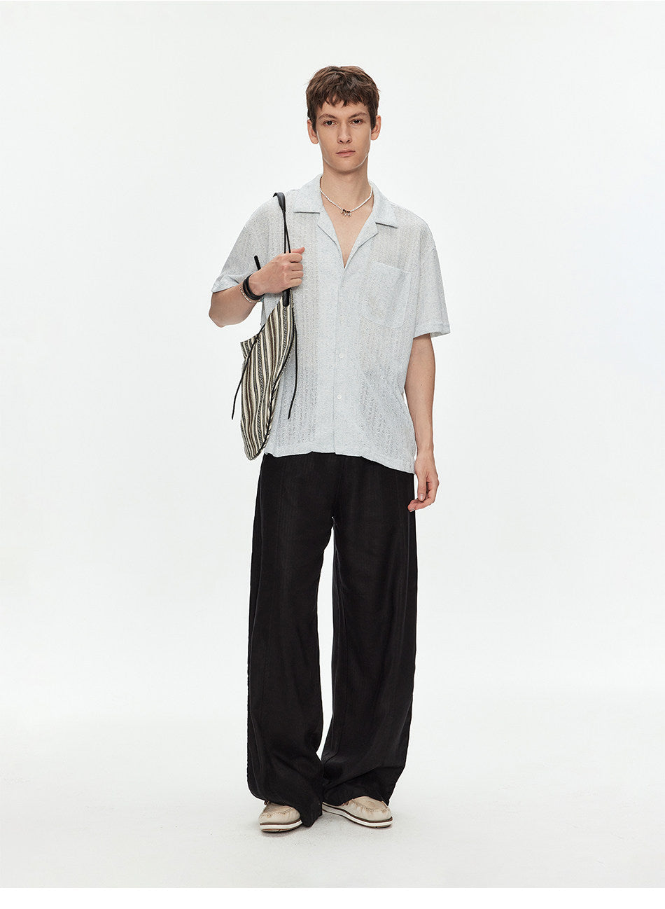 Cuban-Collar Sheer Shirt