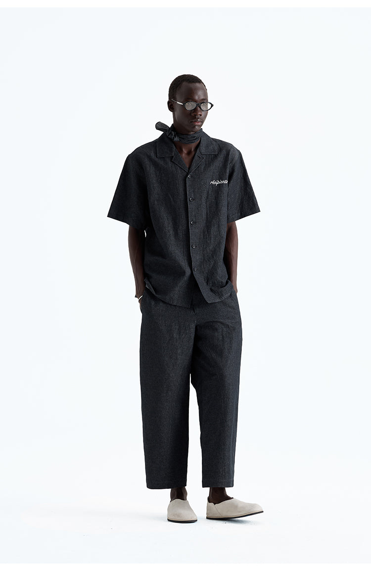 Denim dyed Cuba collar shirt