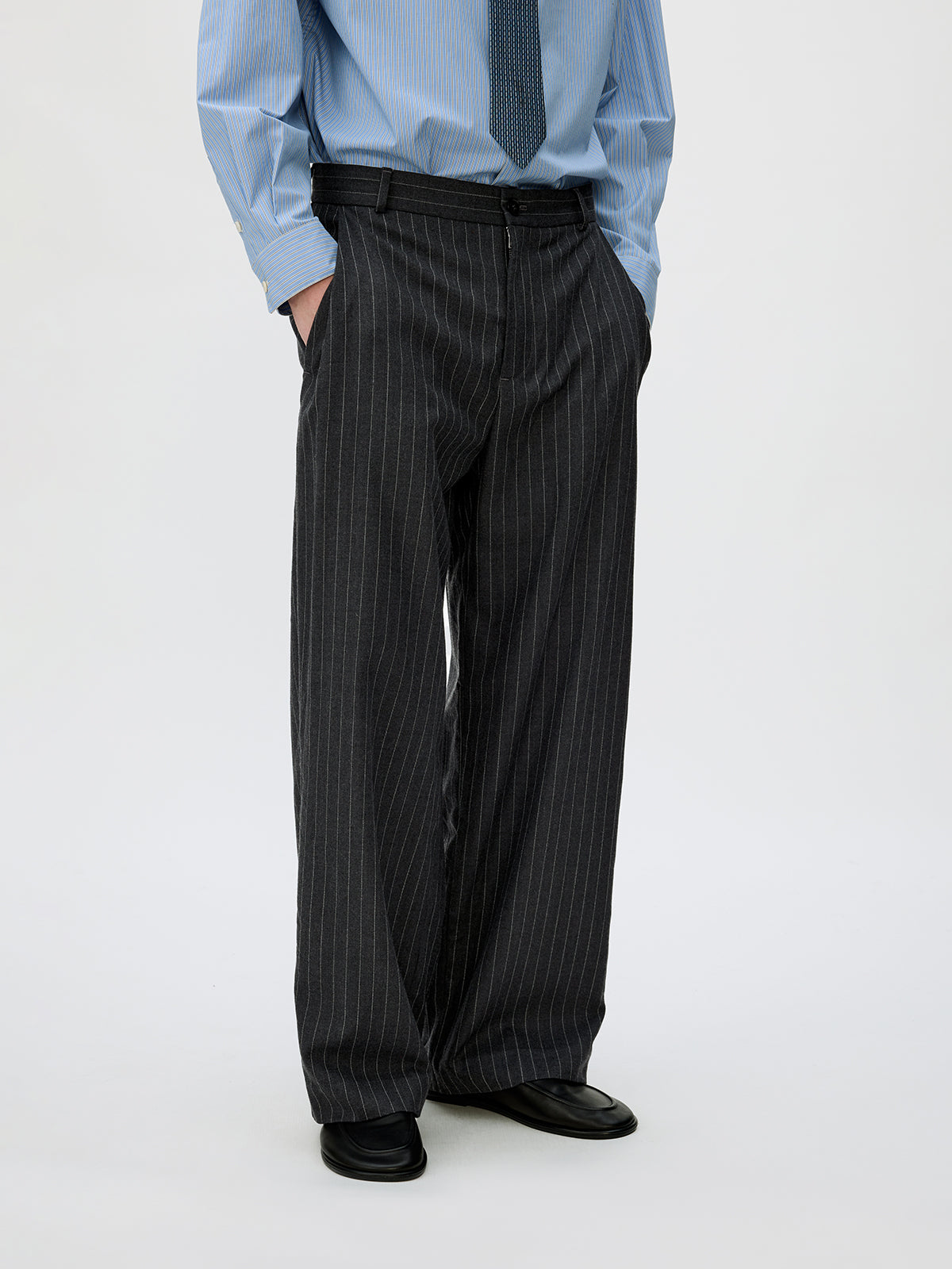 Straight-Leg Pleated Casual Pants