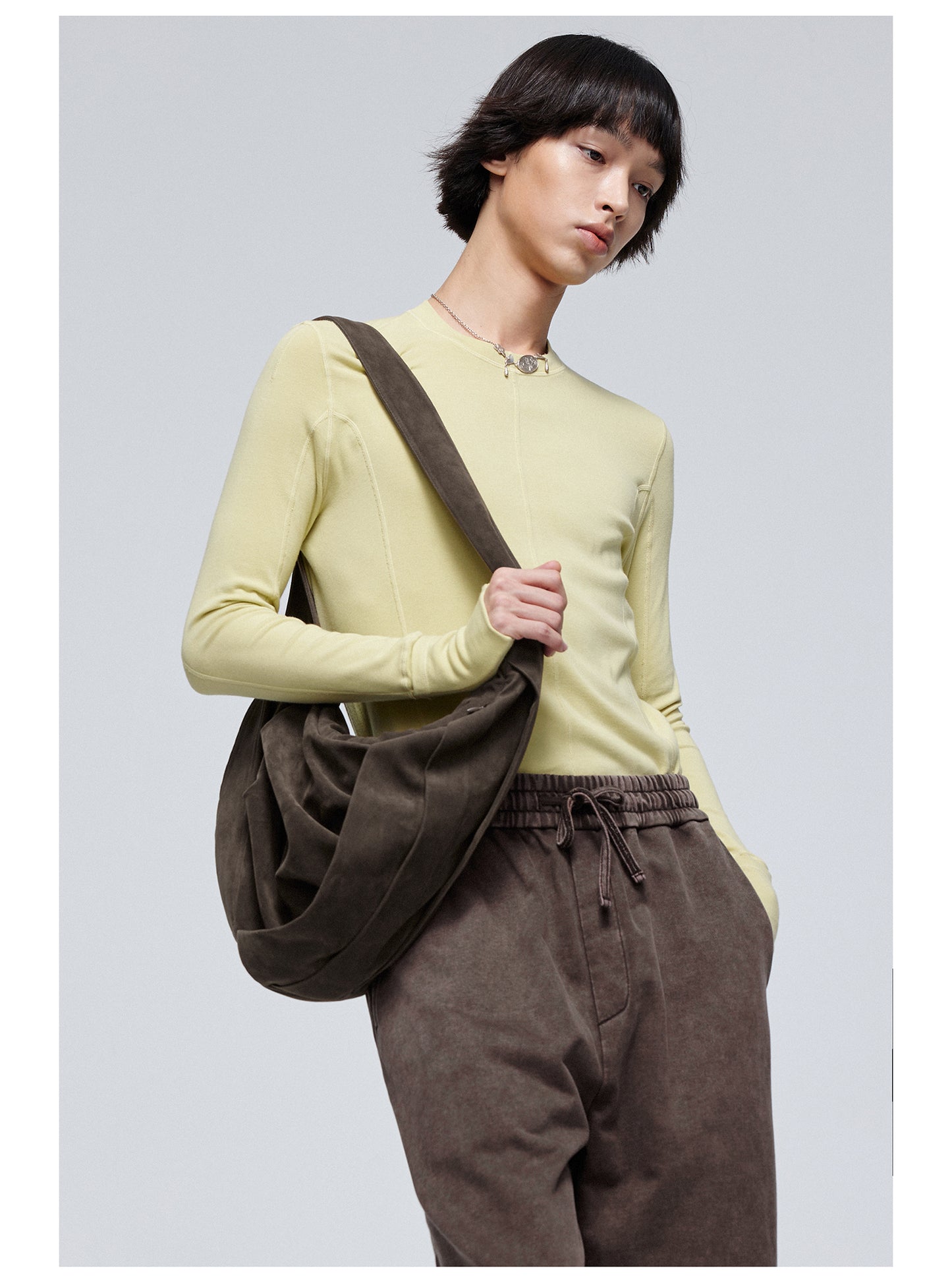 Suede Pleated Cross Shoulder Bag