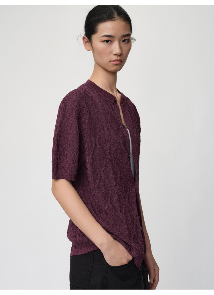 Crew-neck Cutout Cardigan
