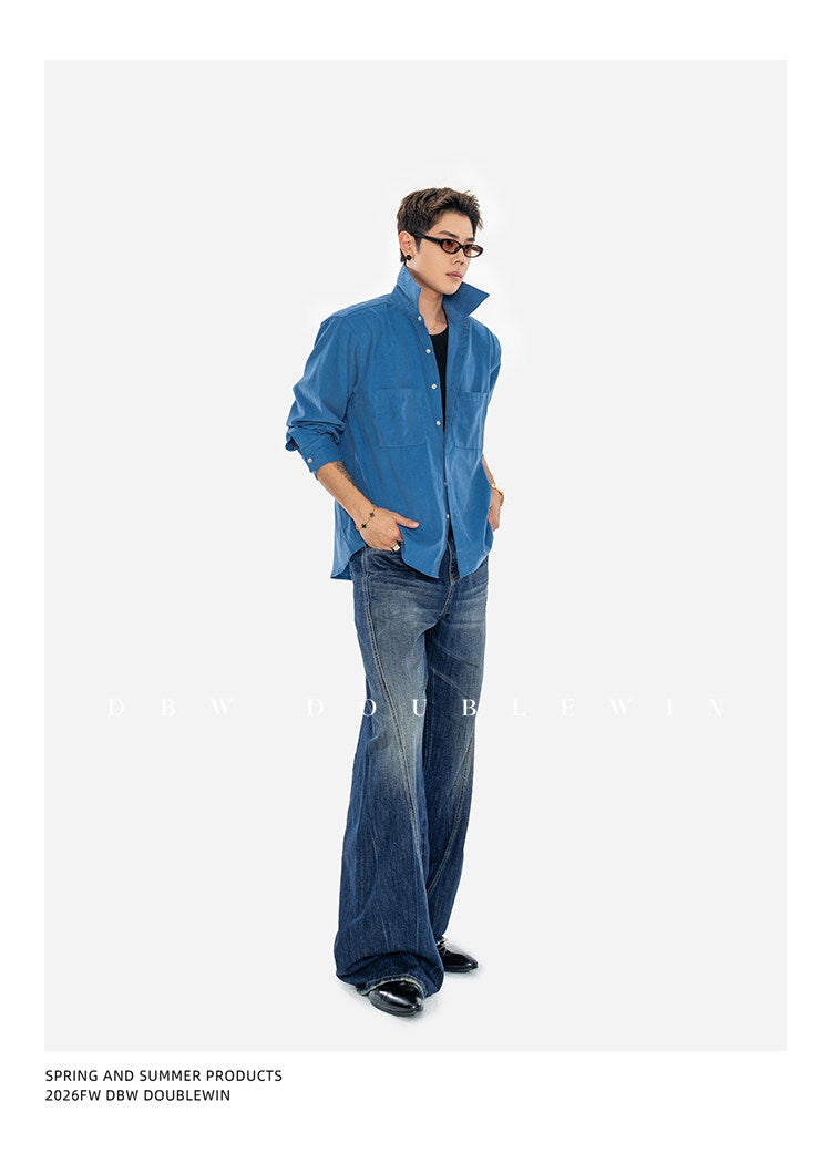 Wide-Leg Denim Pants