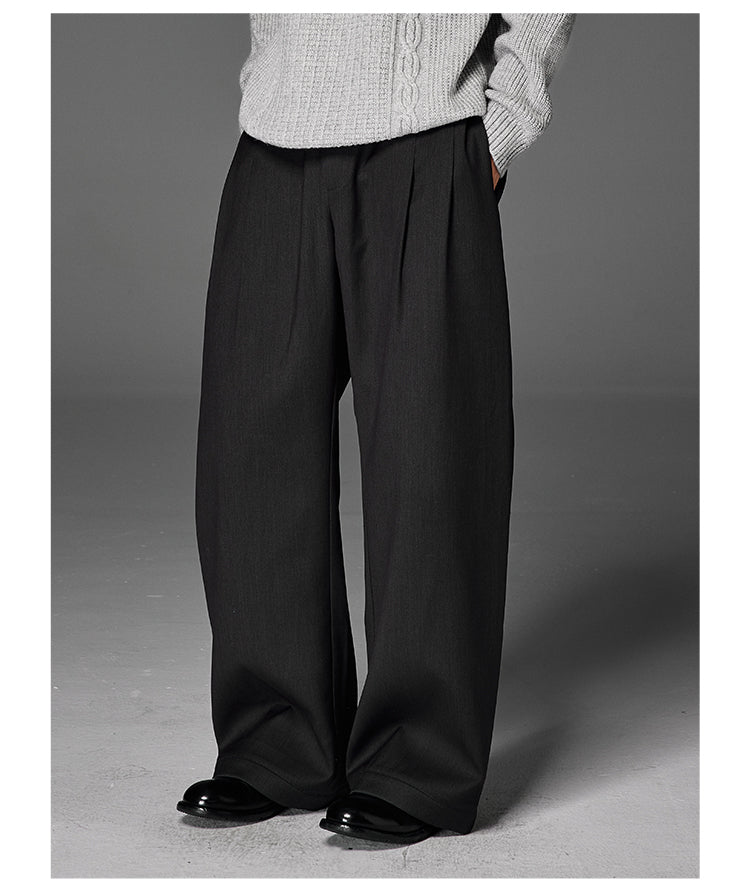 Diamond Knit Rib Pleated Casual Pants