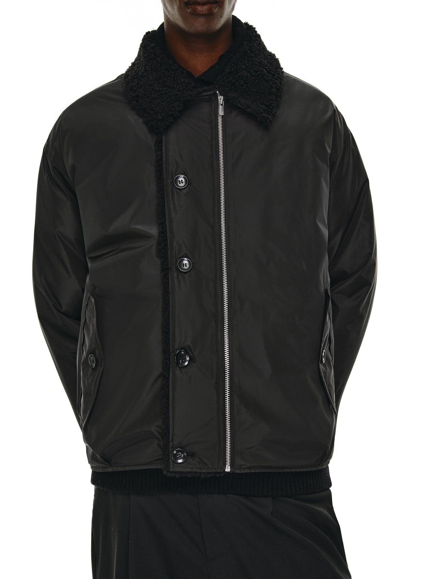 Down jacket with fur collar