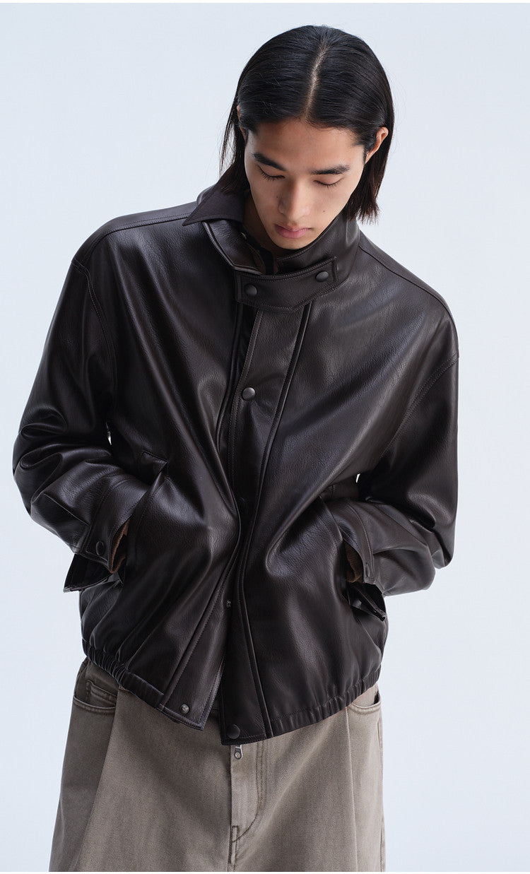 Casual Loose-Fit Harrington Jacket with Double Collar