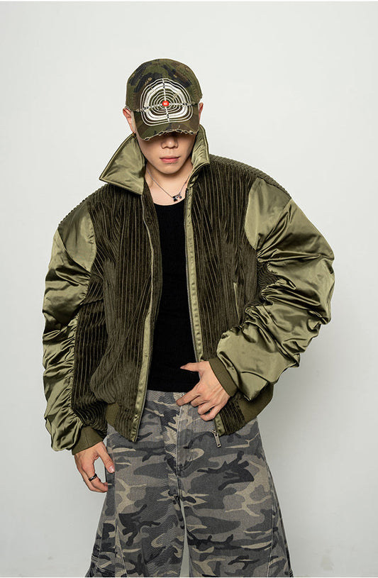 Corduroy &amp; Satin Flight Jacket