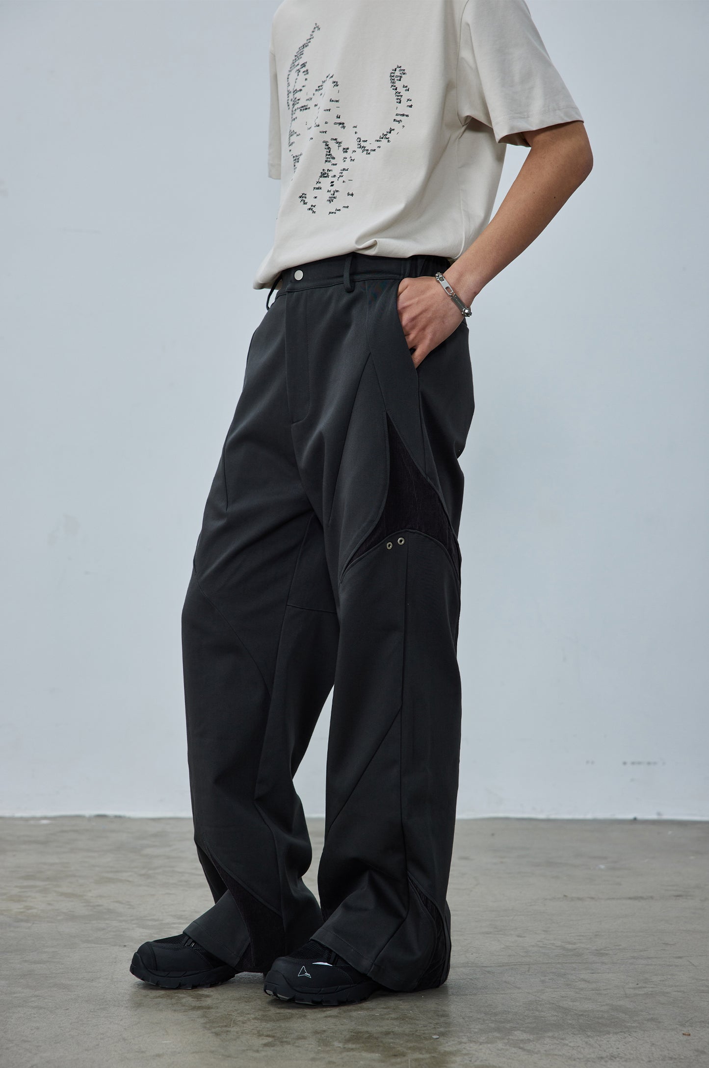 Patchwork structure straight casual pants