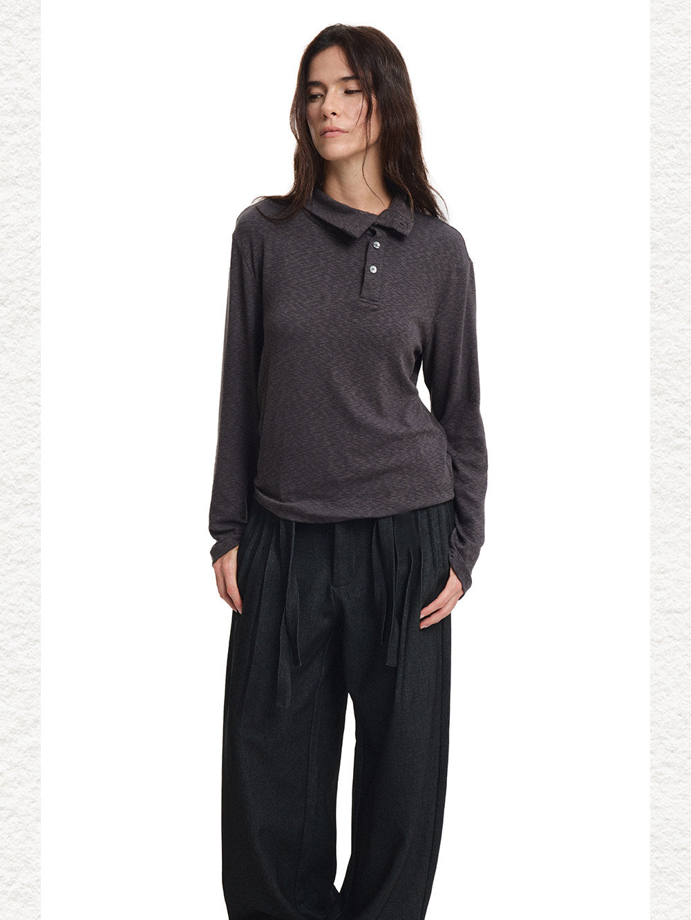 Henry Diagonal Collar  Stretch T-Shirt